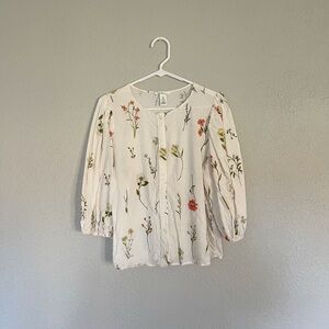 H&M | Floral Linen Blouse